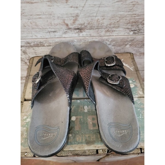 Dansko Sophie Sandal Black Metallic Python Heeled Sandals Size 41 US 10.5 - 11 - Picture 4 of 11